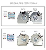  Quạt MSI GE Raider GE62 PAD06015SL N371 5V 0,55A 4 chân GPU & PE60 PE70 GL62 MS-1795 MS 1791 MS 16J2 (ORG +) 