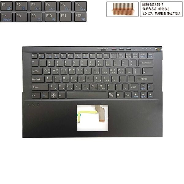  Bàn phím Sony VPC Z2 N860-7832-T017 Song ngữ Hàn Phím đen Chữ trắng Đèn Kèm C Đen Kim loại (ORG +) 