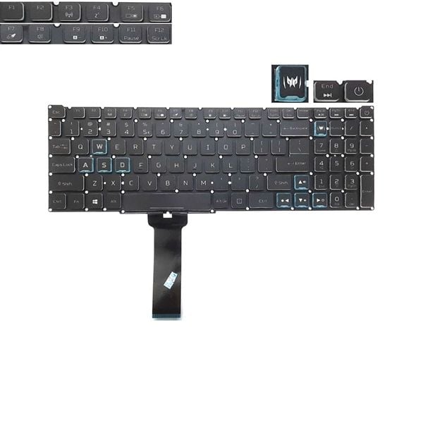  Bàn phím Acer Nitro AN515 54 4B+NJTP03.021 US Phím đen Chữ xanh dương Đèn RGB Cáp 28 chân Số & AN715 51 (ORG +) 