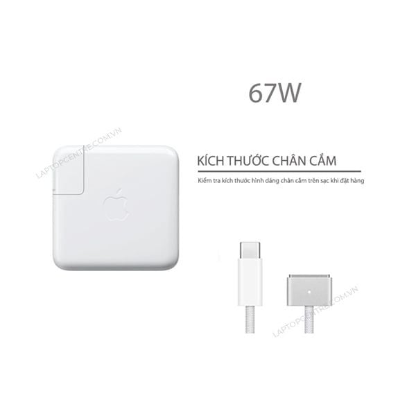  Sạc MacBook 67W 20,3V 3,3A chân Usb C sang Magsafe 3 hình vuông kèm cáp (ORG +) 