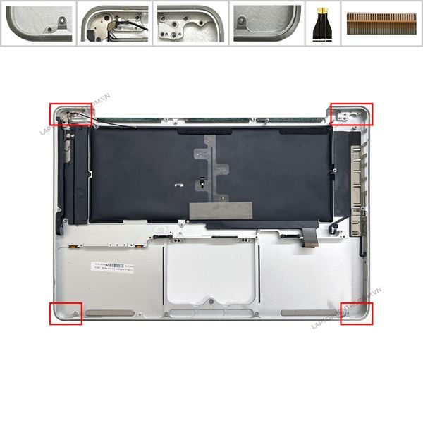  Bàn phím Macbook Pro 15 A1286 2010 US Phím đen Chữ trắng Kèm C Bạc Kim loại (ORG -) 