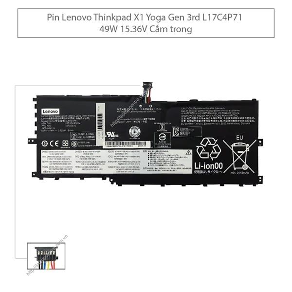  Pin Lenovo Thinkpad X1 Yoga 3rd Gen L17C4P71 49W 15.36V Cắm trong & X1 Yoga 2018 Gen 3 (ORG +) 