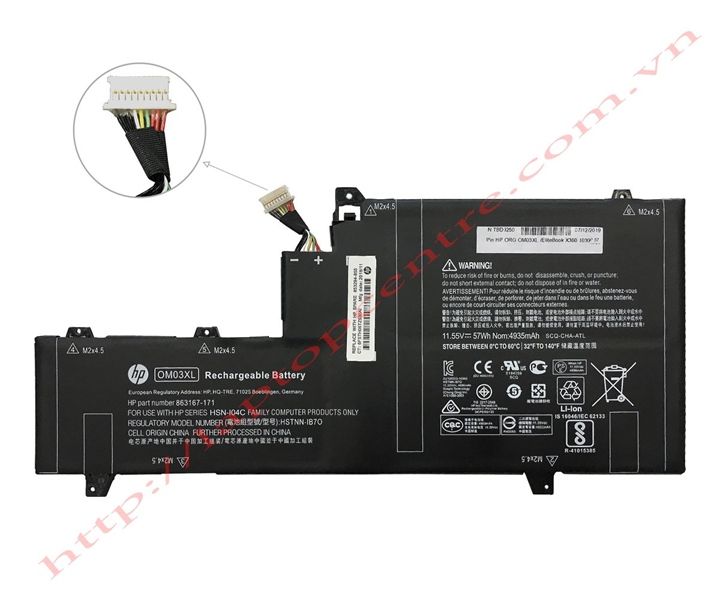  Pin HP Elitebook X360 1030 G2 OM03XL 57W 11.55V (Có 1 ốc bắt cách cạnh 2cm) (ORG +) 