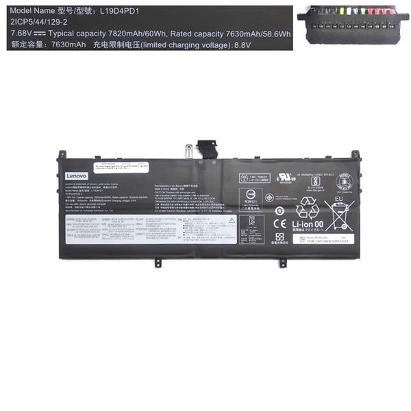 Pin Lenovo Ideapad Yoga 6 13ALC6 Type 82ND L19D4PD1 7.68V 60Wh 7820mAh & 6 13ARE05 C640 13IML (ORG +) 