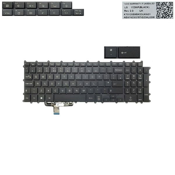  Bàn phím LG Gram 17Z90P AEW74230312 UK Đen Chữ trắng Số Đèn Không khung (ORG +) 