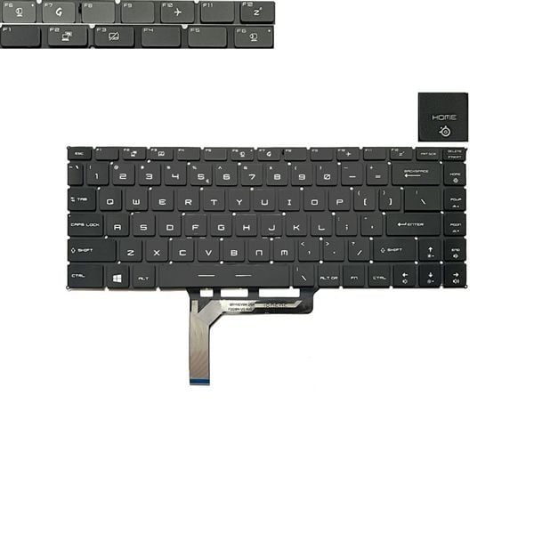  Bàn phím MSI GS Stealth Gaming GS65 9Z.NEVBN.B1D US Phím đen Chữ trắng Đèn RGB Không khung & Stealth Thin 8RE 8RF (ORG +) 