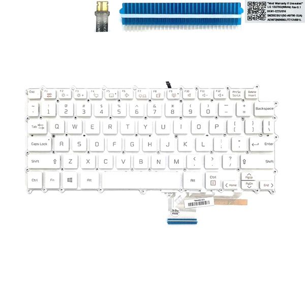  Bàn phím LG Gram 13Z980 US SN2882BU1 Trắng Chữ đen Đèn không khung & Gram 13U70Q SG-A9792-XUA (ORG +) 