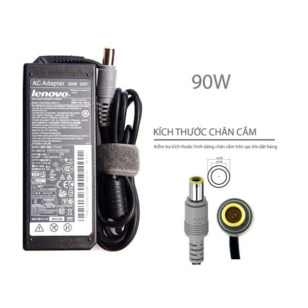  Sạc Lenovo 90W 20V 4.5A chân 7.9x5.5 tròn kim T500 hình chữ nhật & E420 E430 E520 E530 E535 E545 B490 B590 SL400 SL410 SL500 SL510 L410 L412 L420 L421 L430 L510 L512 L520 L530 T430 T510i T520 T520i T530 X200 X220 X230 (ORG +) 