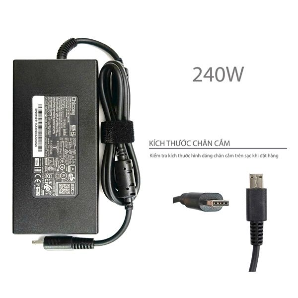  Sạc MSI 240W 20V 12A chân USB A hình chữ nhật & Chicony 240W MSI GE66 GE76 MSI GE76, GE66, GP76, GP66, GS77, MS-17K3 A20-240P2A A240A007P (ORG +) 