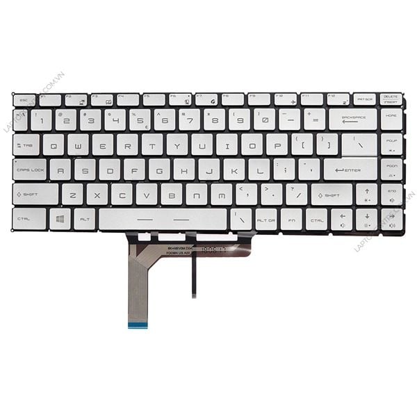  Bàn phím MSI GS Stealth GS65 9Z.NEVBN.A01 US Phím bạc Chữ đen Đèn Không khung & GS65VR MS 16Q2 GF63 (ORG +) 