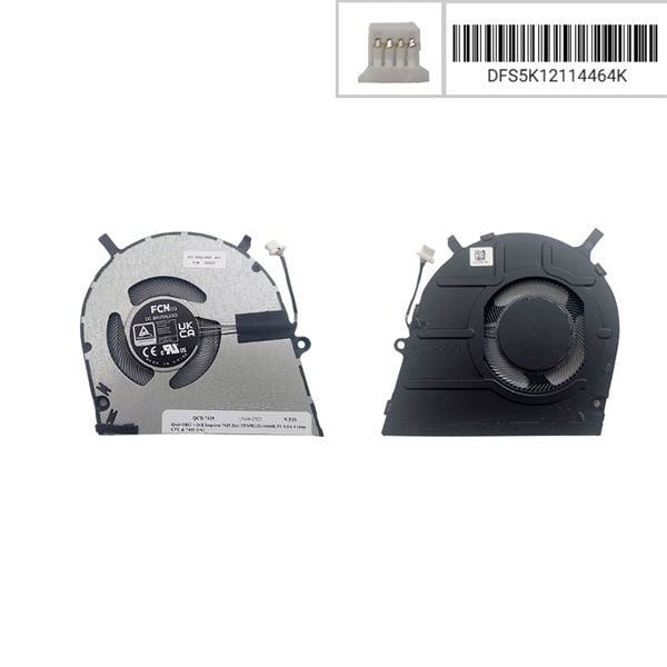  Quạt Dell Inspiron 7425 2-in-1 DFS5K12114464K 5V 0,5A 4 chân CPU & 7420 (ORG +) 