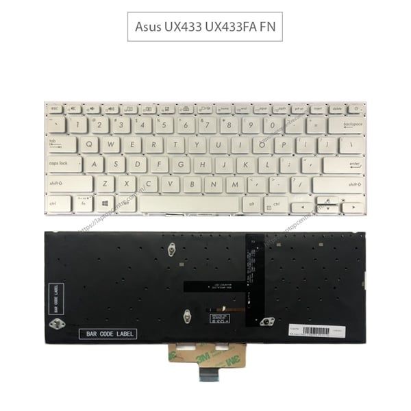  Bàn phím Asus ZenBook UX433 US Phím bạc Chữ đen Đèn & UX433FA UX433FN (ORG +) 