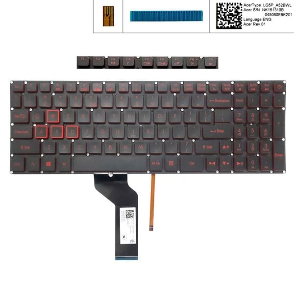  Bàn phím Acer Nitro AN515 41 NK151310B US Phím đen Chữ đỏ Đèn Cáp 28 chân Số & AN515 42 AN515 51 AN515 52 (ORG +) 