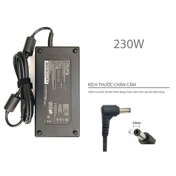  Sạc MSI 230W 19.5V 11.8A chân 5.5x2.5 hình chữ nhật & Chicony 230W MSI GT73VR GT72 (ORG +) 