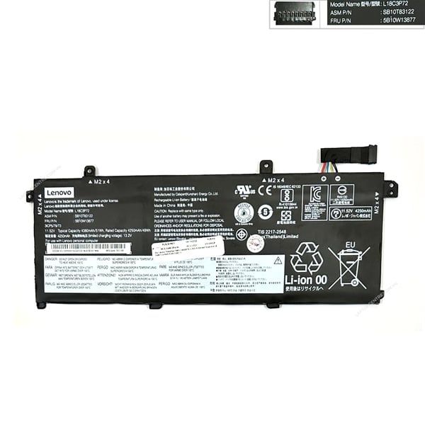  Pin Lenovo ThinkPad T490 L18M3P73 L18C3P72 11,52V 51Wh 4427mAh 6cell & T495 T14 P43S P14S (ORG +) 