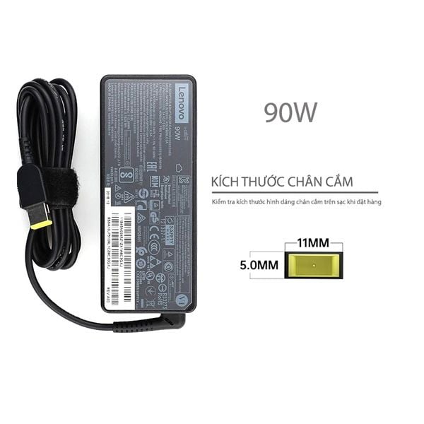  Sạc Lenovo 90W 20V 4.5A chân 11x5.0 kim USB hình chữ nhật & Yoga 720 15IKB Yoga 730-15IKB 720-15IKB 730-15IWL Thinkpad X1 Carbon E431 E440 E450 E460 E531 E540 E555 E570 T440 T440S T450 T460 T460P T560 T570 T540 (ORG -) 