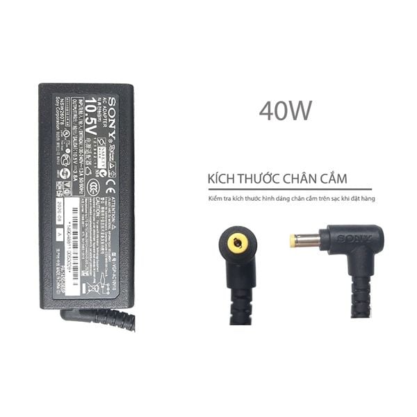  Sạc Sony 40W 10,5V 3,8A chân 4.8x1.7 hình chữ nhật & Sony Vaio SVP11 SVP13.3 SVJ11 SVJ13.3 (ORG +) 