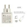  Sạc LG 65W 3.25A 20V chân Usb C hình vuông màu trắng Kèm cáp &LP65WGC20P-EK B (ORG +) 