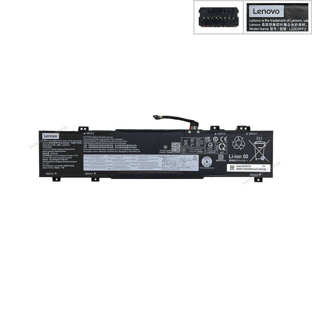  Pin Lenovo IdeaPad Slim 3 15ABR8 L22D3PF2 11.31V 47Wh 4156mAh (ORG +) 