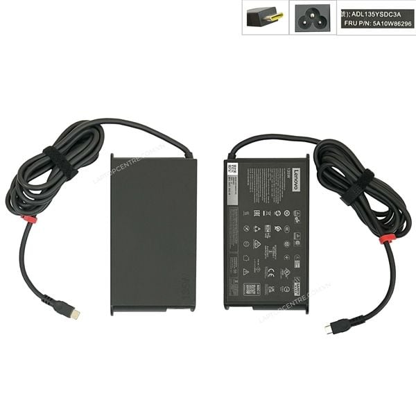  Sạc Lenovo 135W 20V 6.75A chân USB C hình chữ nhật mỏng & ThinkPad T16 Z16 Gen 1 T16 Gen 2 P16S Gen 1 P16S Gen 2 5A10W86296 (ORG +) 