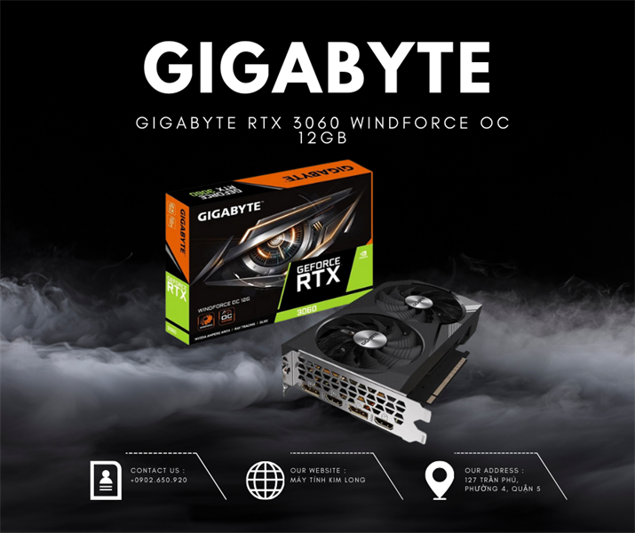 Card VGA Gigabyte RTX 3060 Windforce 12GB (N3060WF2OC-12GD) 