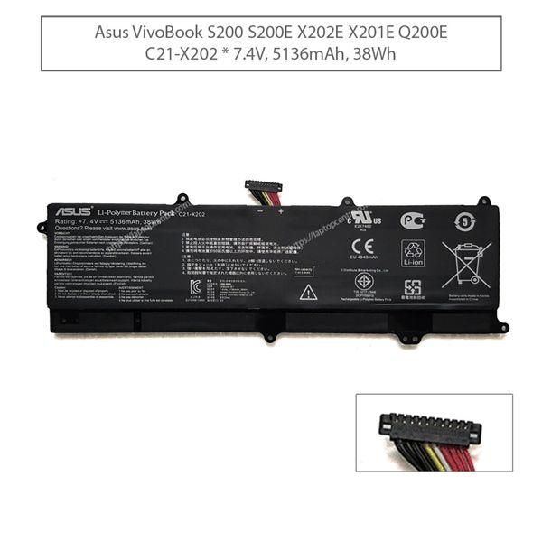  Pin Asus VivoBook X202 C21-X202 7,4V 38Wh 5136mAh (ORG +) 