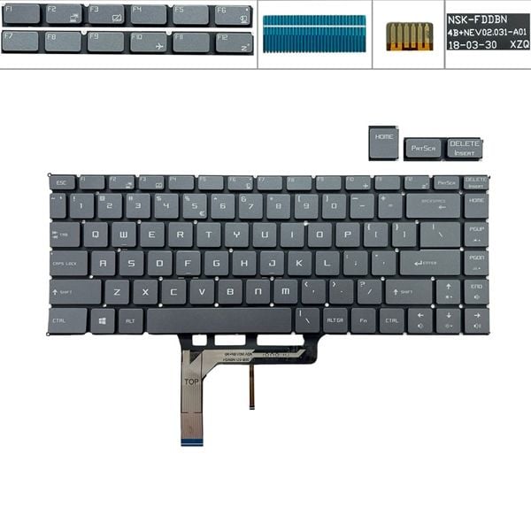  Bàn phím MSI GS Stealth Gaming GS65 NSK-FDCBN US Phím ghi Chữ trắng Đèn Không khung & GF63 8RC GF63 8RD Modern 14 A10RB (ORG +) 