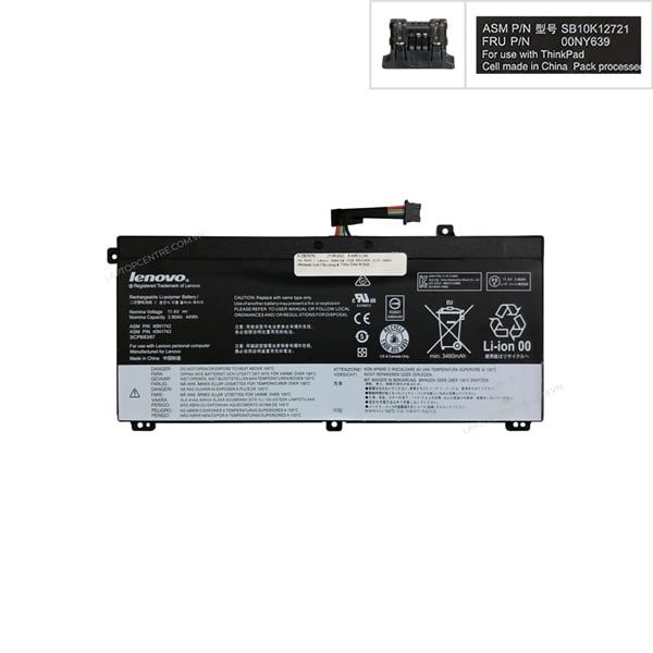  Pin Lenovo ThinkPad T550 00NY639 11,4V 44Wh 3860mAh 3cell Cắm trong & T550s T560 W550S (ORG +) 