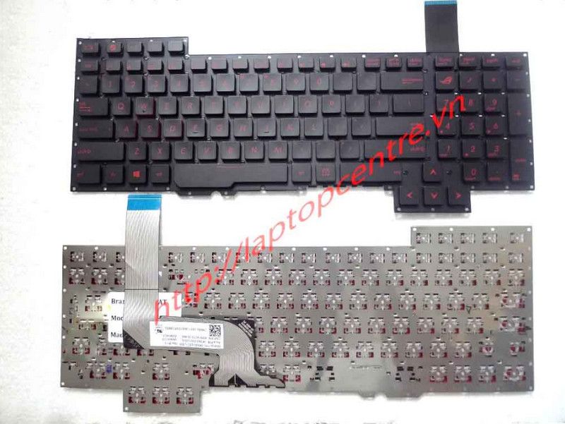  Bàn phím Asus ROG G751 0KNB0-E601US00 US Phím đen Chữ đỏ Xuyên đèn Số & G751J G751JL G751JM G751JT G751JY G752VT G752VY GFX71JT (ORG +) 