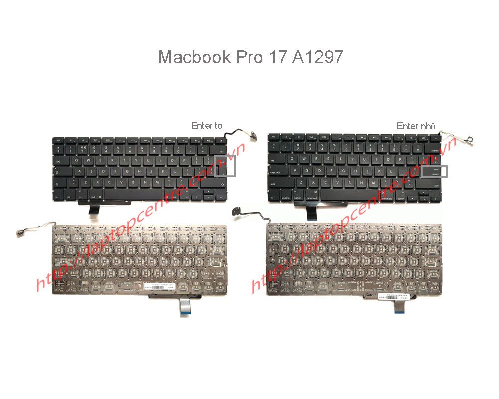  Bàn phím Macbook Pro 17 A1297 2010 US Phím đen Chữ trắng Không khung (ORG +) 