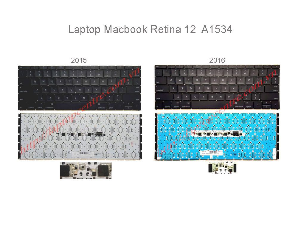  Bàn phím Macbook Air Retina 12 A1534 2016 US Phím đen Chữ trắng Không khung (ORG +) 