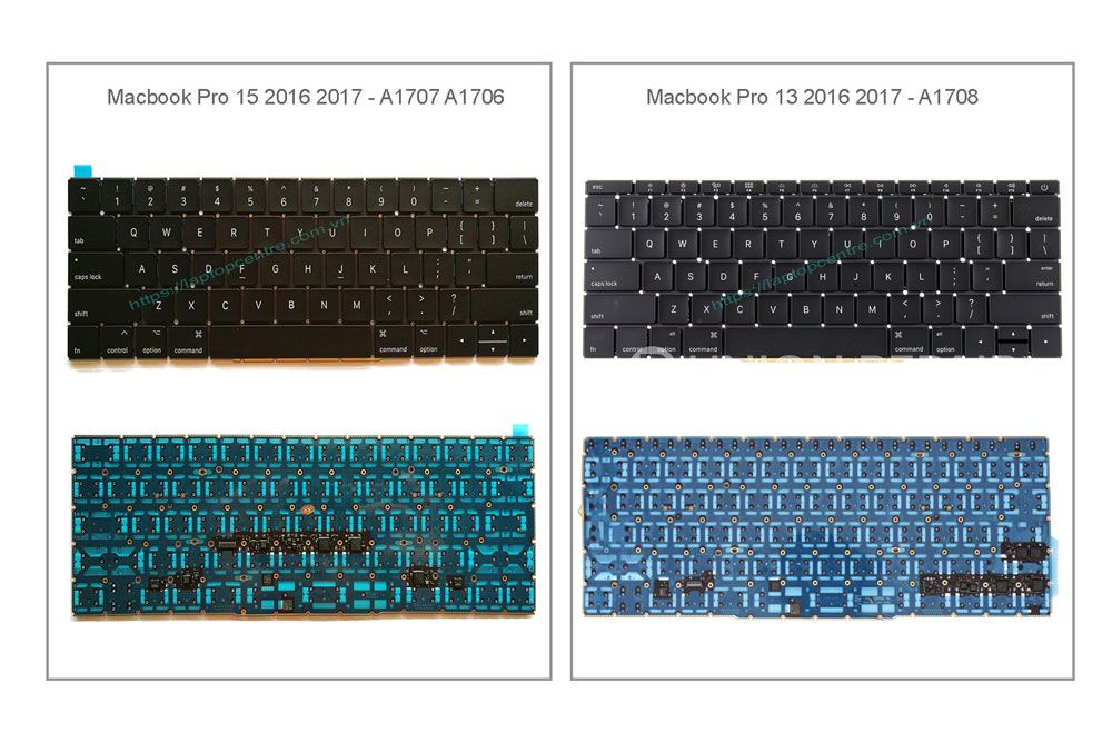  Bàn phím Macbook Pro 15 A1706 2016 2017 UK Phím đen Chữ trắng Không khung & A1707 (ORG +) 