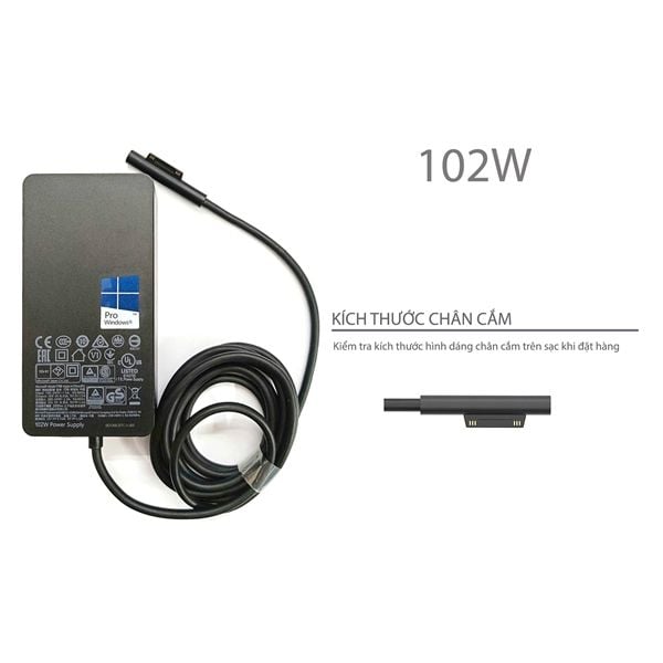  Sạc Surface 102W 15V 6.33A hình chữ nhật cổng USB 5V1A & Pro 6 Surface Book 2, Surface Laptop 3 2, Surface Pro X Pro 7 Model 1932 1789, Microsoft Pro 9 Pro 8 Pro 7 (ORG +) 