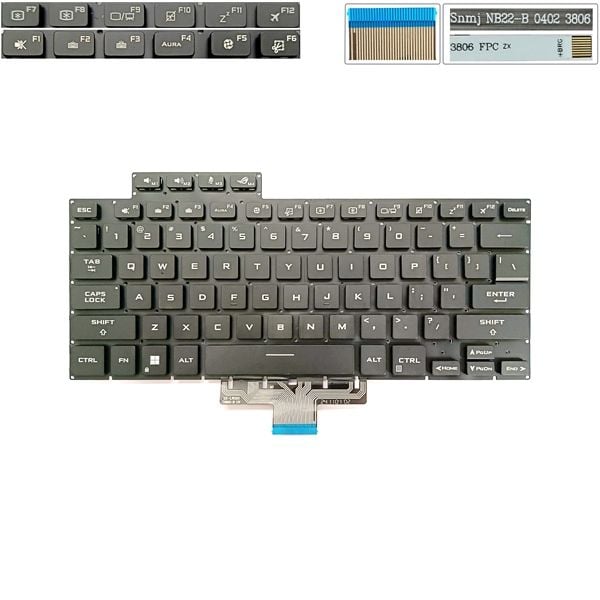  Bàn phím Asus Rog G15 GA503 V202526BS1 US Phím đen Chữ trắng Đèn RGB Không khung & GA503Q GA503QS GU603 GU603H GU603Z SNMJ NB22-B (HCP +) 