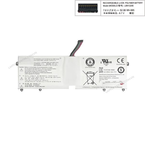  Pin LG 15U560 LBN1220E 7.6V 52Wh 6850mAh màu trắng & 15Z960 (ORG +) 