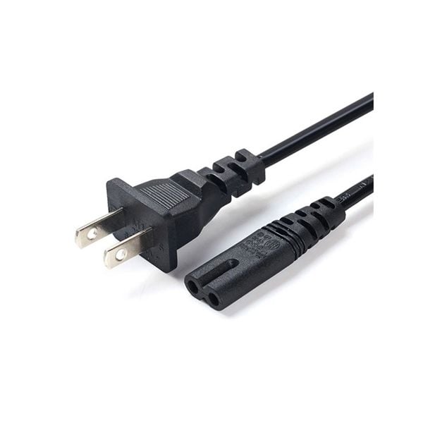  Dây nguồn laptop 2 chân chuẩn số 8 US dài 1,8m-2m màu đen dây dẹt (ORG +) 