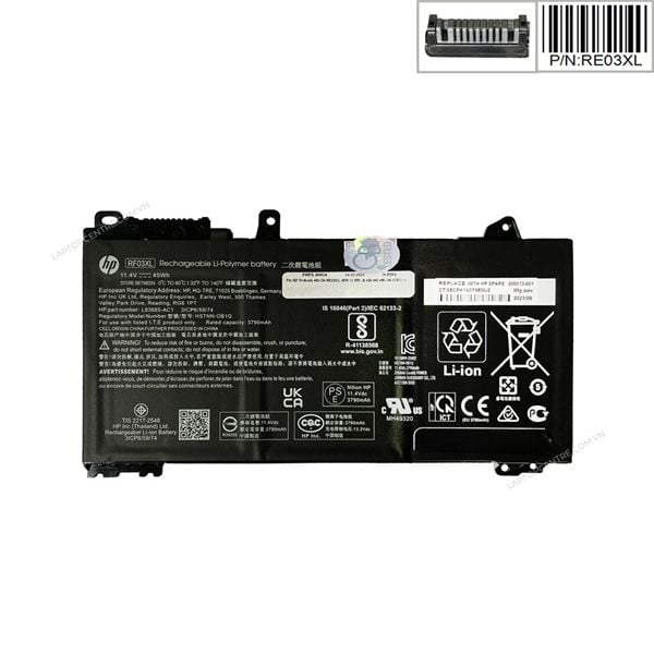  Pin HP Probook 430 G6 RE03XL 45W 11.55V & 440 450 G6 (ORG +) 