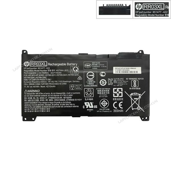  Pin HP Probook 450 G4 RR03XL 11,4V 48Wh 4211mAh 6cell & 430 G4 440 G4 455 G4 470 G4 (ORG +) 