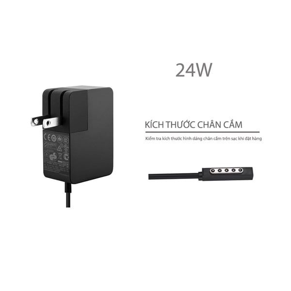 Sạc Surface 24W 12V 2A chân hút hình chữ nhật & Surface 2 RT 1 , Surface Pro 1 Model 1513.3 1512 (ORG +) 