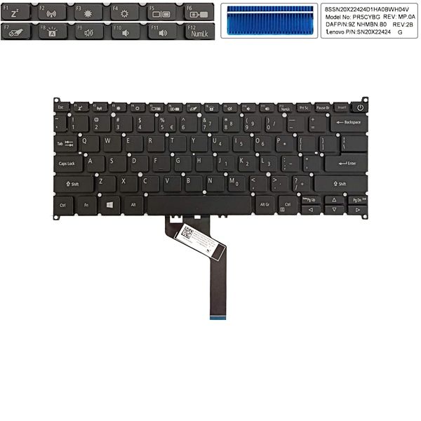  Bàn phím Acer Swift SF314 42 US Phím đen Chữ trắng Không khung Nút nguồn & SF314 42-R9YN SF314 57 SF314 57G (ORG +) 