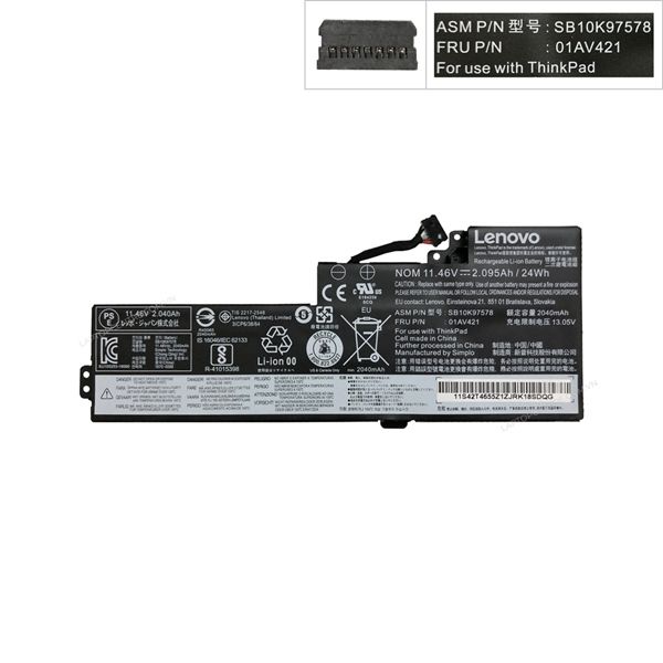  Pin Lenovo ThinkPad T460 01AV421 11,4V 24Wh 2105mAh 3cell Cắm trong & T470 T480 T570 (ORG +) 