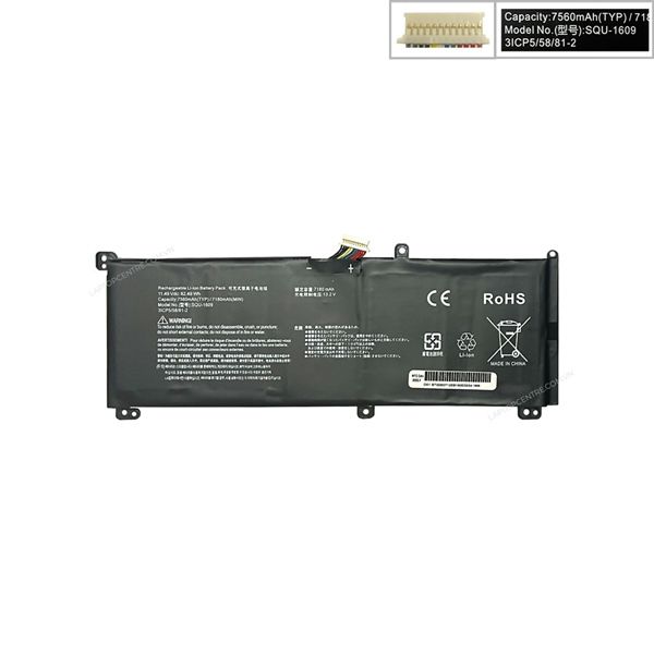  Pin Hasee AORUS T65 SQU-1713 SQU-1609 11.49V 7180mAh 82.49Wh 6 cell (ORG +) 