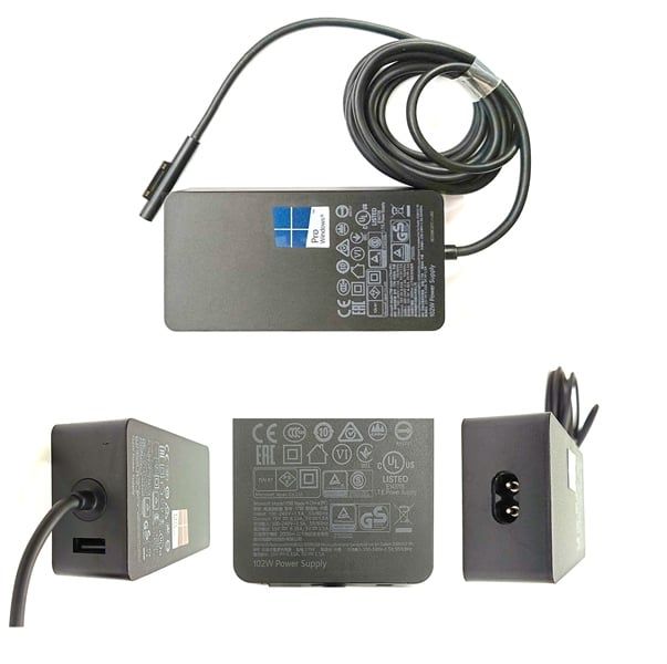  Sạc Surface 102W 15V 6.33A hình chữ nhật cổng USB 5V1A & Pro 6 Surface Book 2, Surface Laptop 3 2, Surface Pro X Pro 7 Model 1932 1789, Microsoft Pro 9 Pro 8 Pro 7 (ORG +) 