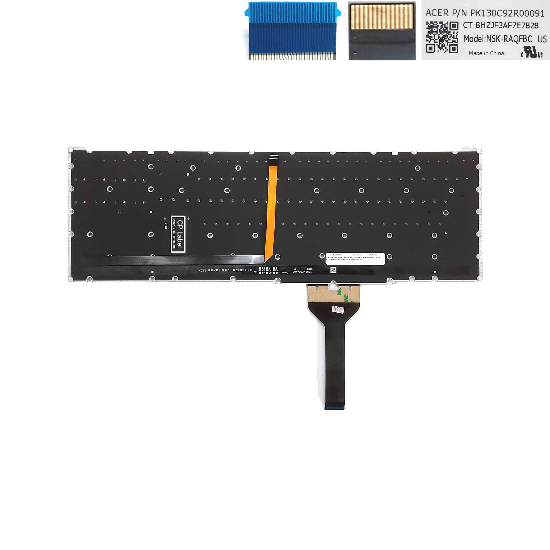  Bàn phím Acer Nitro AN515 57 LG05P-N12B3L NSK-RAQFBC US đen Chữ trắng Đèn RGB Cáp nhỏ 32 chân (ORG +) 