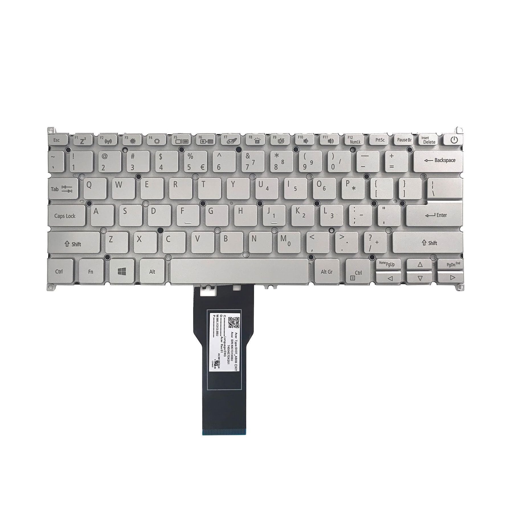  Bàn phím Acer Aspire A514 54 US 6B.A4VN2.001 Phím bạc Chữ đen Đèn Nút nguồn Không khung & Swift 3 SF314 58 58G 56 56G Swift X SFX14 41G 16P7-FPC-X2 (HCP +) 