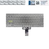  Bàn phím Asus VivoBook X421 NSK-W30LN-US US Phím bạc Chữ đen Đèn Nút nguồn Không khung Nút Enter viền xanh & M433 E410 E410M A415 (ORG +) 