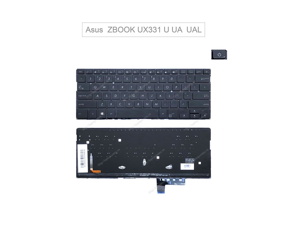  Bàn phím Asus ZenBook UX331 0KN1-3J2US23 US Phím đen Chữ trắng Đèn & UX331U UX331UA UX331UAL (ORG +) 