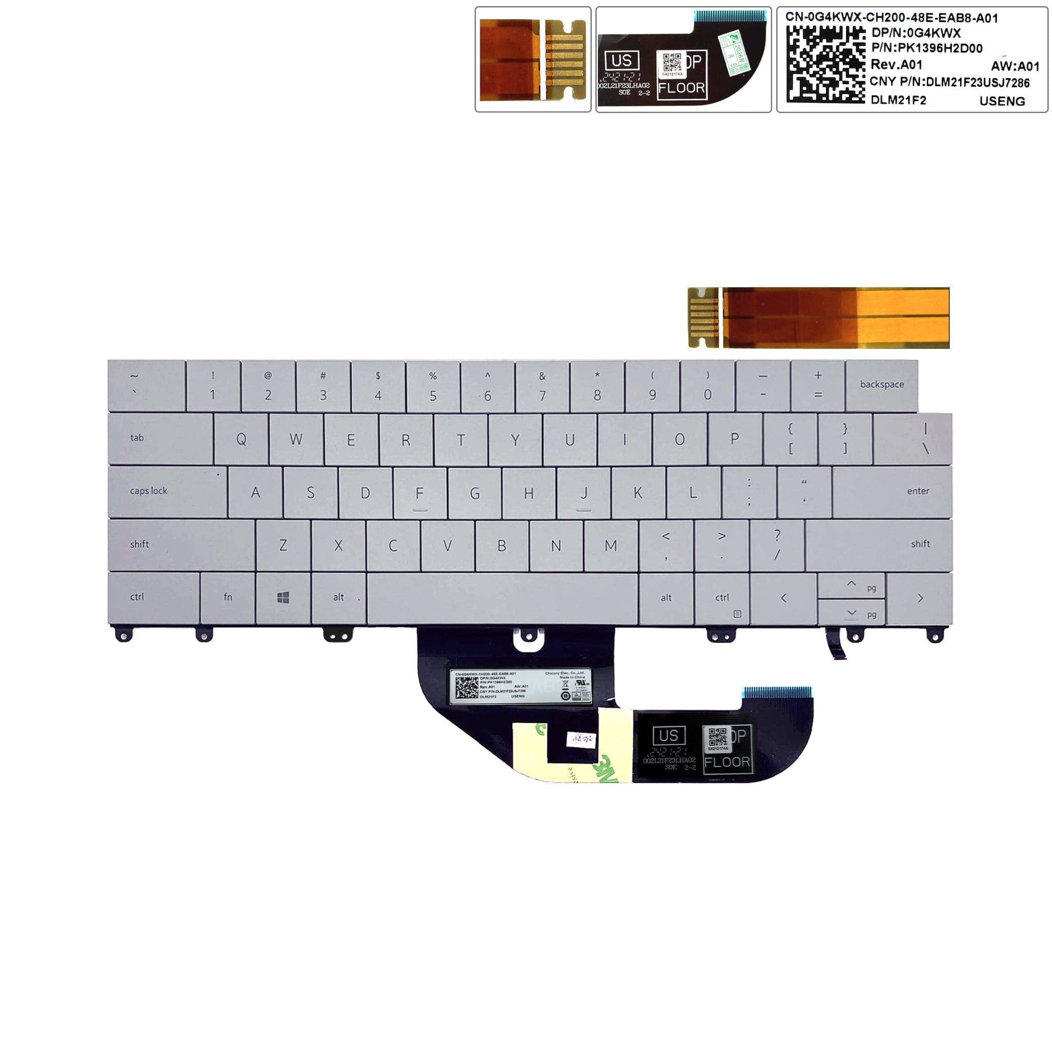  Bàn phím Dell XPS 13 Plus 9320 US 0M6VRM Phím trắng Chữ đen Đèn & XPS 13 9330 9340 0G4KWX (ORG +) 