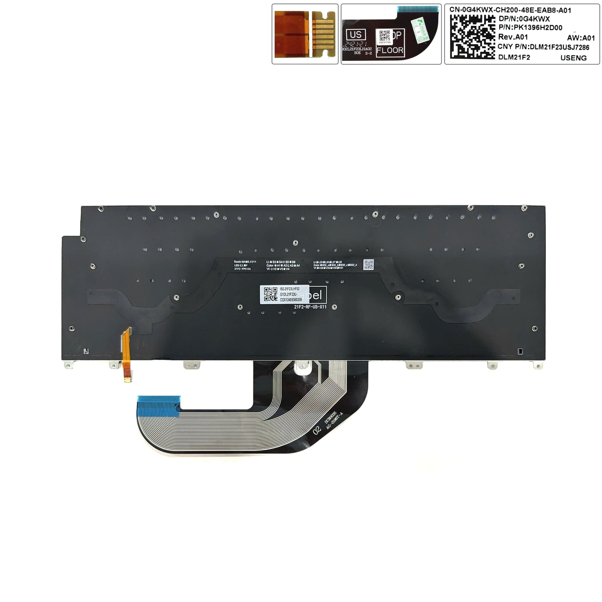  Bàn phím Dell XPS 13 Plus 9320 US 0M6VRM Phím trắng Chữ đen Đèn & XPS 13 9330 9340 0G4KWX (ORG +) 