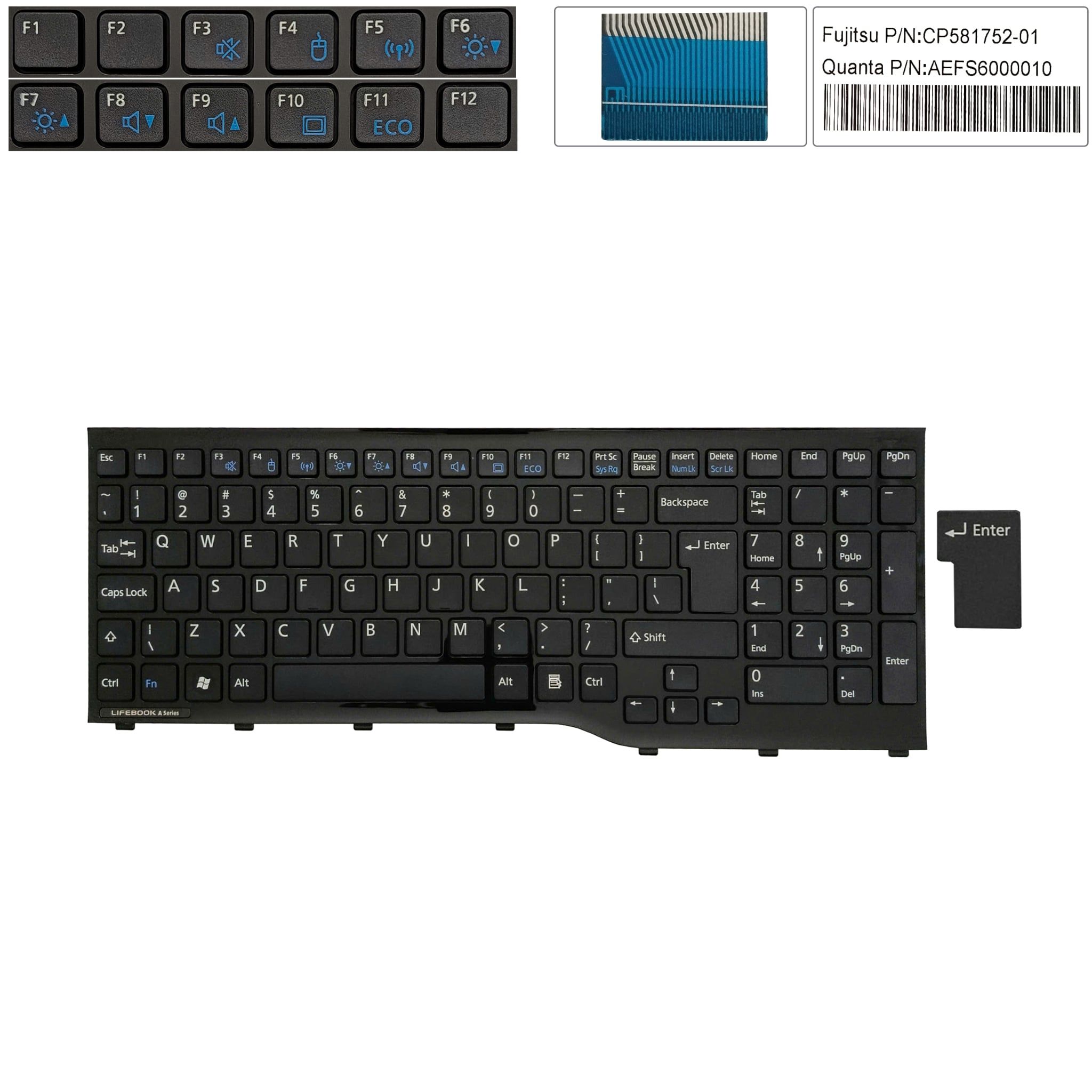  Bàn phím Fujitsu Lifebook AH552 UI Phím đen Chữ trắng Số Kèm khung (ORG +) 